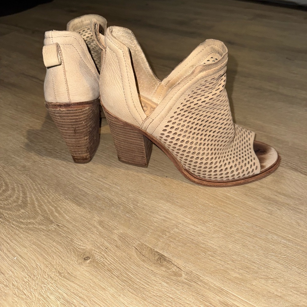 Women's Tan Peep-Toe Ankle Boots
